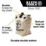 Klein Tools 9.5 in. Bull-Pin & Canvas Bolt Tool Bag with Connection Points, Model 5416OCTO