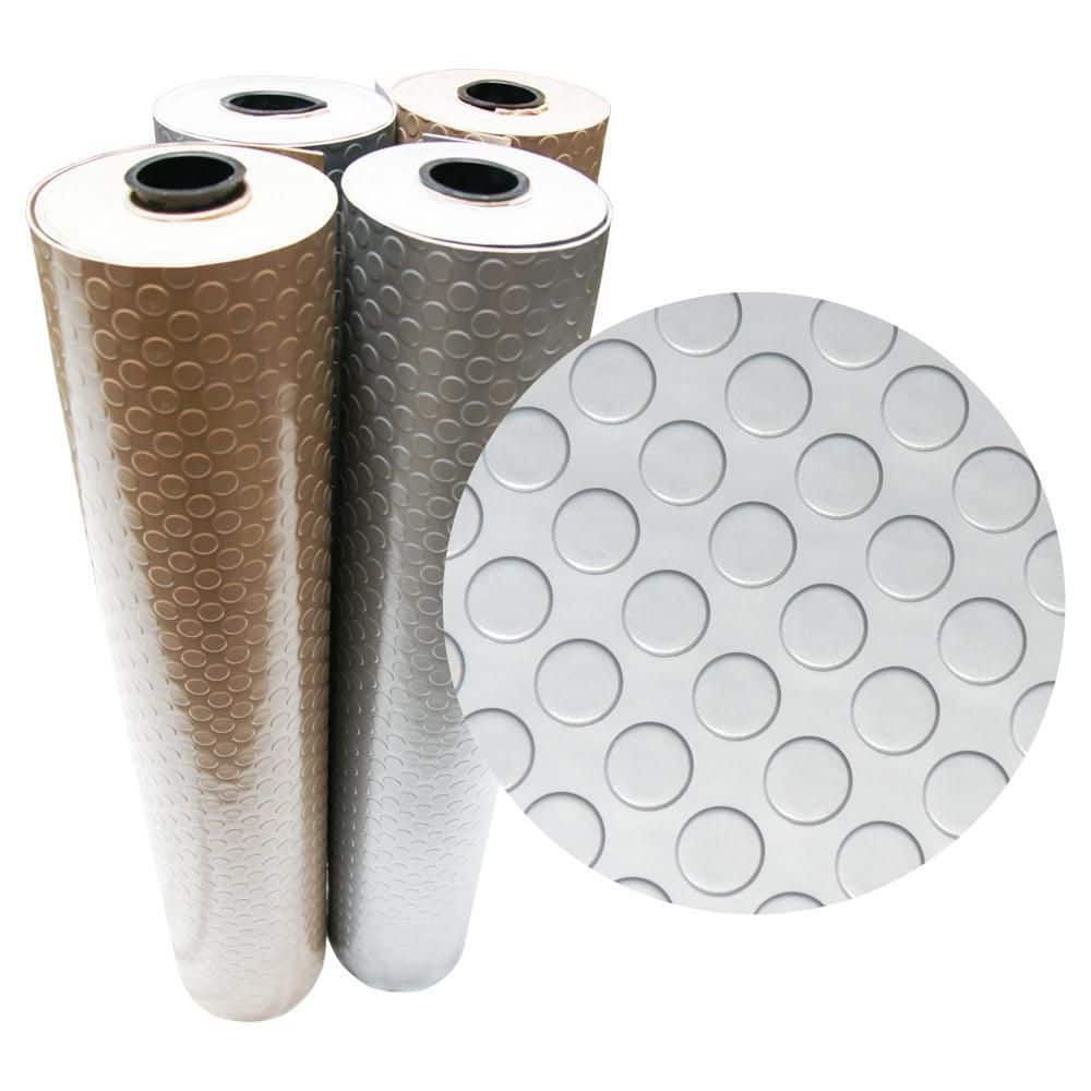 Rubber-Cal "Coin-Grip Metallic" 4 ft. x 20 ft. Beige Commercial PVC Flooring