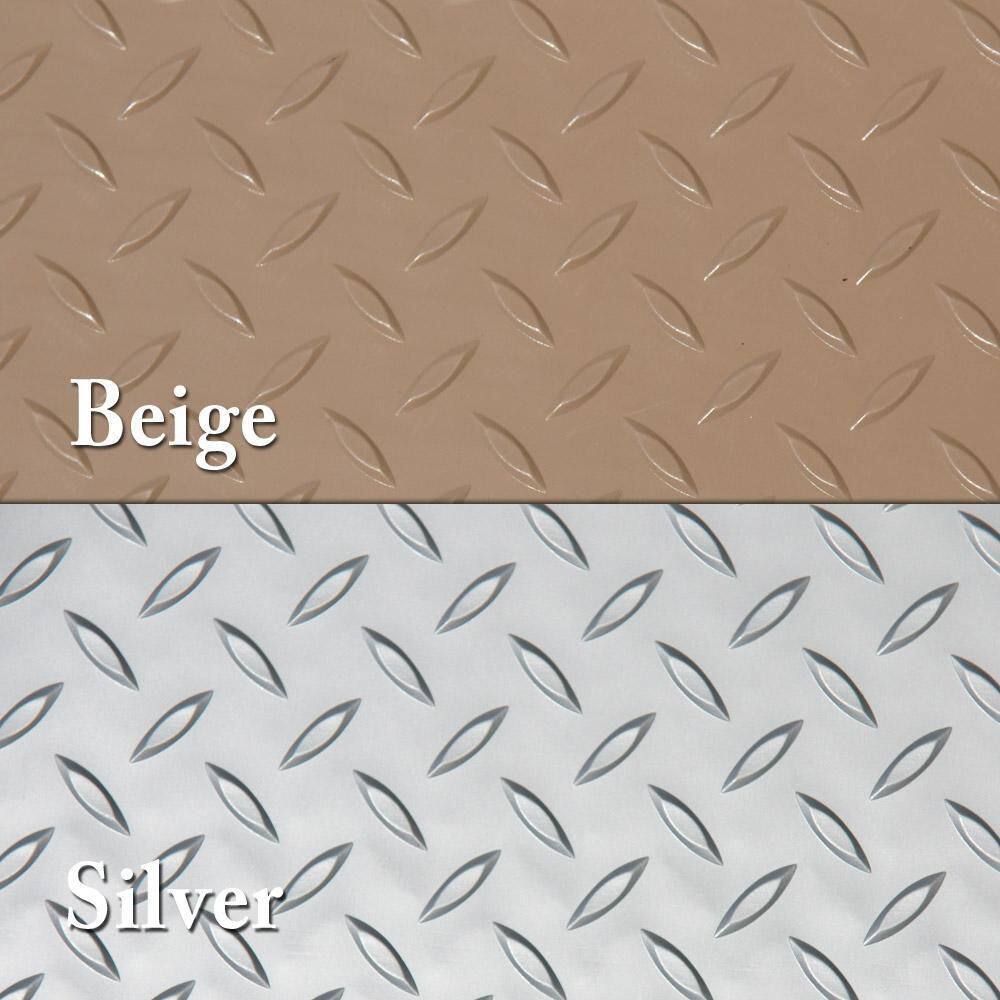 Rubber-Cal Diamond-Plate Metallic PVC Flooring, 2.5 mm, 4 ft x 4 ft, Beige