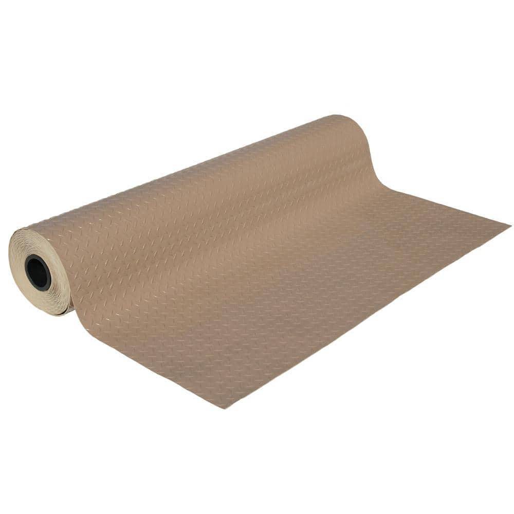 Rubber-Cal Diamond-Plate Metallic 4 ft. x 4 ft. Beige PVC Flooring (16 sq. ft.)