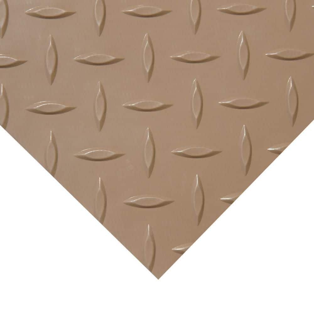 Rubber-Cal Diamond-Plate Metallic 4 ft. x 4 ft. Beige PVC Flooring (16 sq. ft.)