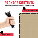 SEALTECH Ultra Heavy-Duty 200 GSM Privacy Fence Screen Beige - 6 ft. x 20 ft. Non-Recycled Polyethylene 90% Cable Zip Ties