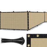 SEALTECH Ultra Heavy-Duty 200 GSM Privacy Fence Screen Beige - 6 ft. x 20 ft. Non-Recycled Polyethylene 90% Cable Zip Ties