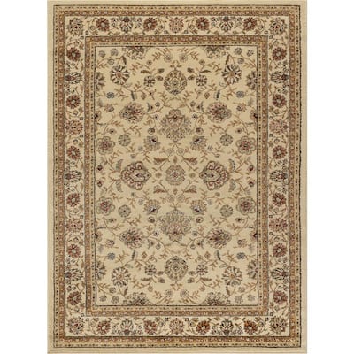 Elegance Floral Beige 5 ft. x 7 ft. Indoor Area Rug