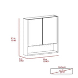 Zeus & Ruta Beige 23.6 in. W x 24.6 in. H Rectangular Particle Board Mirror Medicine Cabinet with Mirror Surface Mount Double Door