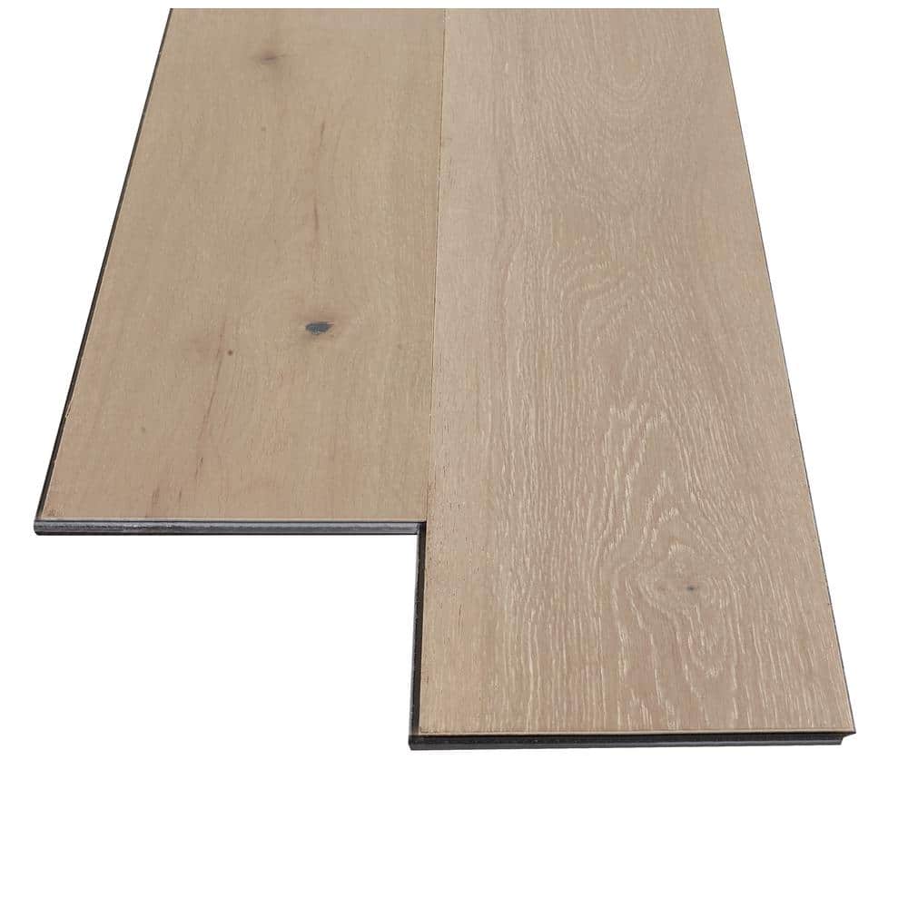 Sure+ Belgian Linen White Oak 1/4 in. T x 6.5 in. W Click Lock Wire Brushed Engineered Hardwood Flooring (21.7 sq.ft./case)