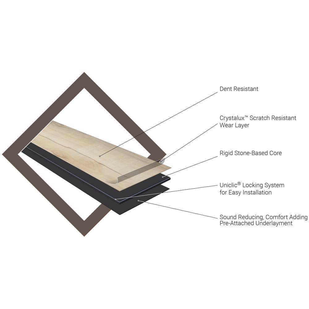 MSI Benson Hickory 7.13 in. W x 48.03 in. L Rigid Core Luxury Vinyl Click Lock Plank Flooring (23.77 sq. ft./Case)
