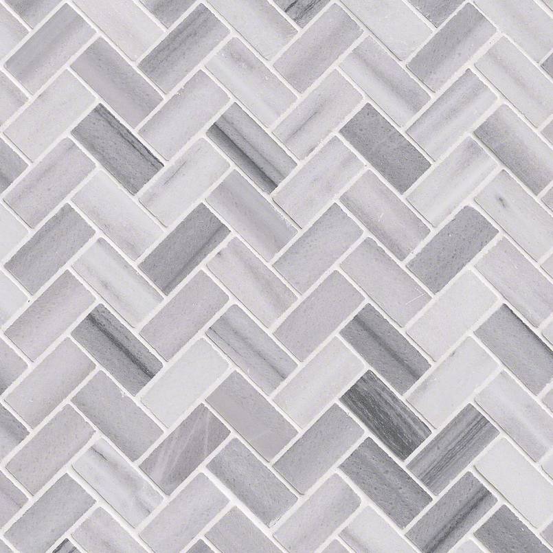 MSI Bergamo Herringbone 12 in. x 12 in. x 10 mm Polished Marble Mesh-Mounted Mosaic Tile (10 sq. ft. / case)