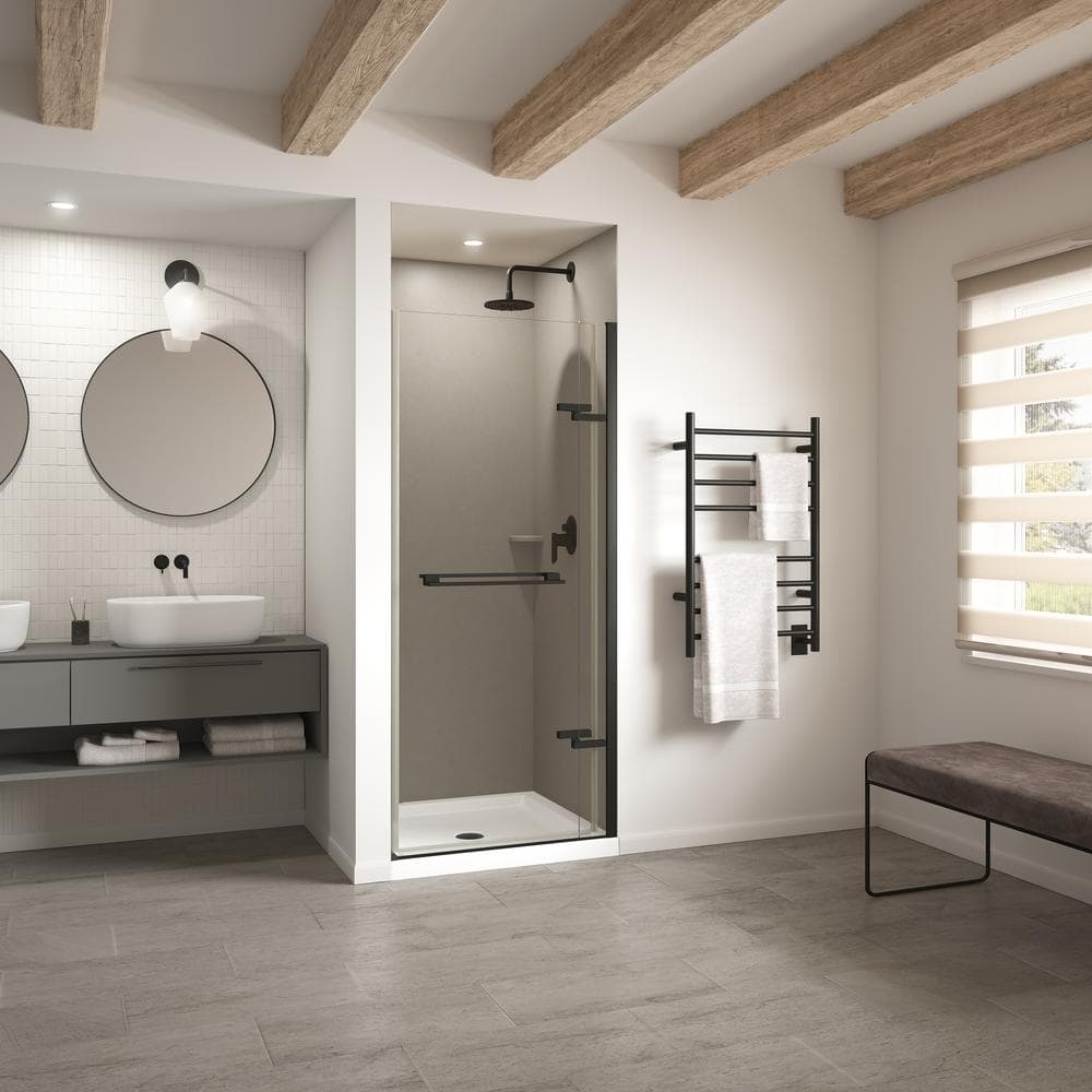 Swan 36 in. x 36 in. x 72 in. 3-Piece Easy Up Adhesive Alcove Shower Surround in Bermuda Sand
