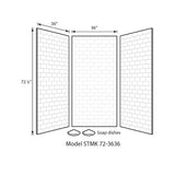 Swan 36 in. x 36 in. x 72 in. 3-Piece Easy Up Adhesive Alcove Shower Surround in Bermuda Sand