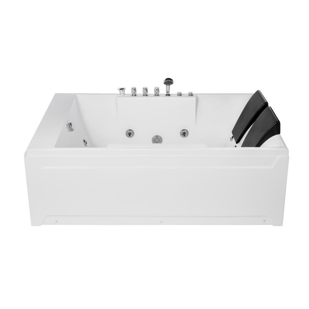 72 in. Acrylic Flatbottom Whirlpool Bathtub in White - Super Arbor