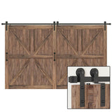 13 ft./156 in. Single Track Bypass Sliding Barn Door Hardware Kit for Double Doors Low Ceiling - Super Arbor