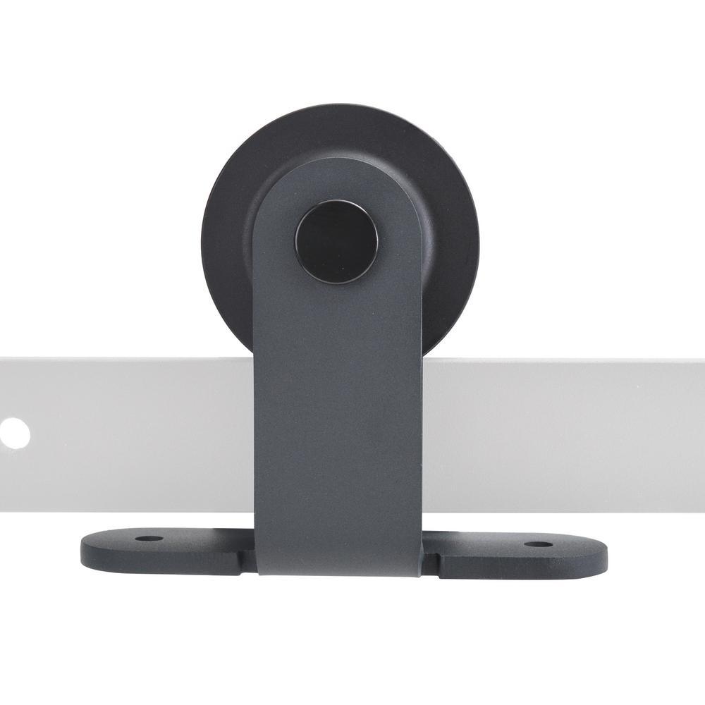 Top Mount 72 in. Matte Black Barn Style Sliding Door Track and Hardware Set - Super Arbor