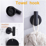 Porter 3-Piece Bath Hardware Set with Towel Hook and Toilet Paper Holder and 12 in. Towel Bar in Stainless Steel Black - Super Arbor