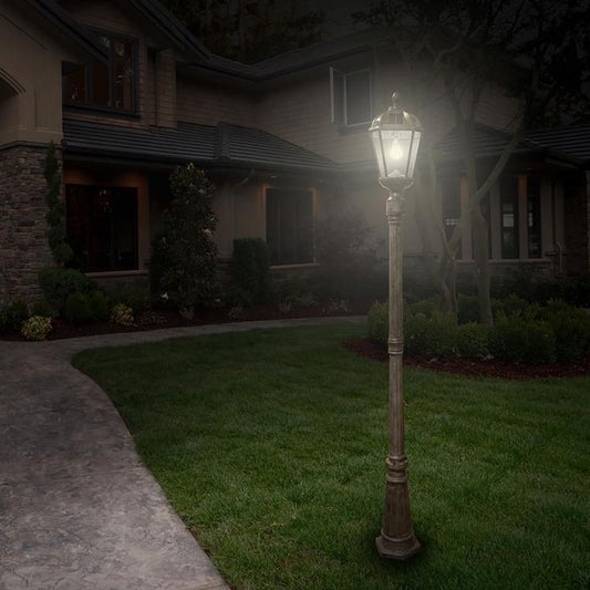 Royal Bulb Series Single Weathered Bronze Integrated Led Outdoor Solar Lamp Post Light with GS Solar LED Light Bulb