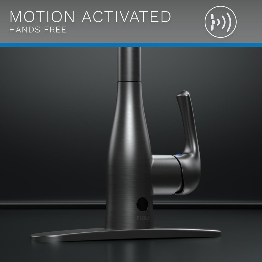 Motion Activated Single-Handle Pull-Down Sprayer Kitchen Faucet in Matte Black - Super Arbor