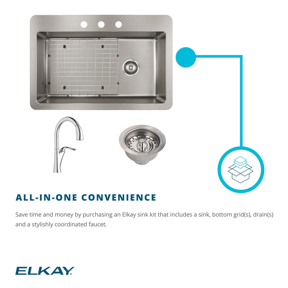 Avenue Drop-in/Undermount Stainless Steel 33 in. Single Bowl Kitchen Sink with Bottom Grid - Super Arbor
