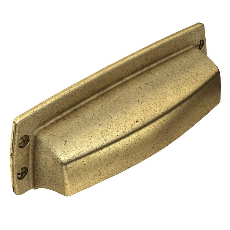 Soft Industrial 3 in. (76 mm) Center-to-Center Vintage Brass Cup Drawer Pull