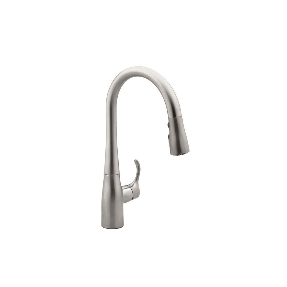 Simplice Single-Handle Pull-Down Sprayer Kitchen Faucet in Vibrant Stainless with DockNetik and Sweep Spray - Super Arbor