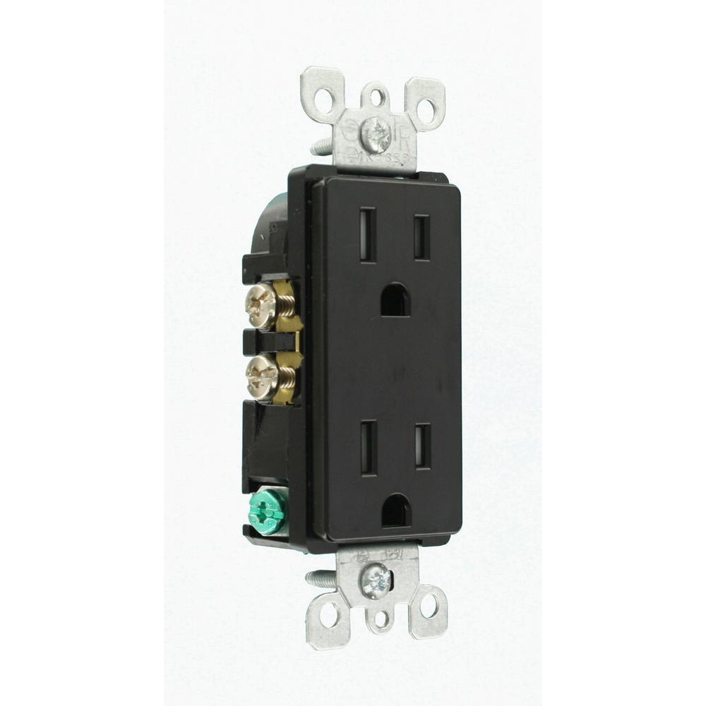 Decora 15 Amp Tamper Resistant Duplex Outlet, Black - Super Arbor