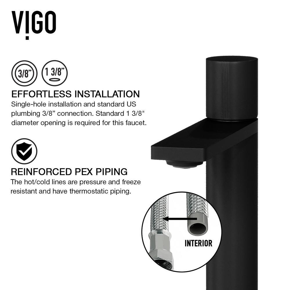 Matte Stone Round Vessel Bathroom Sink in White and Gotham Faucet in Matte Black - Super Arbor