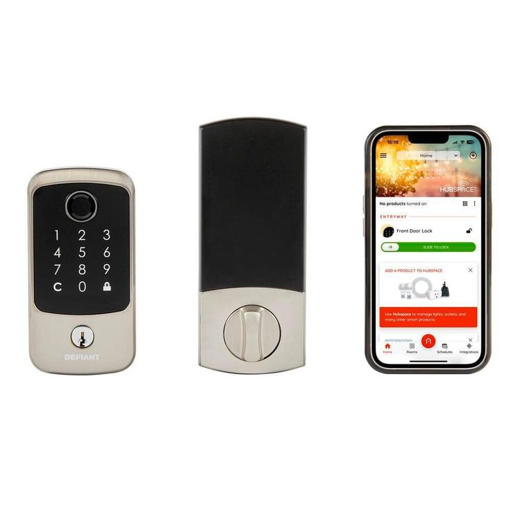 Defiant Hubspace Satin Nickel Square Biometric Fingerprint Electronic Touchpad Deadbolt