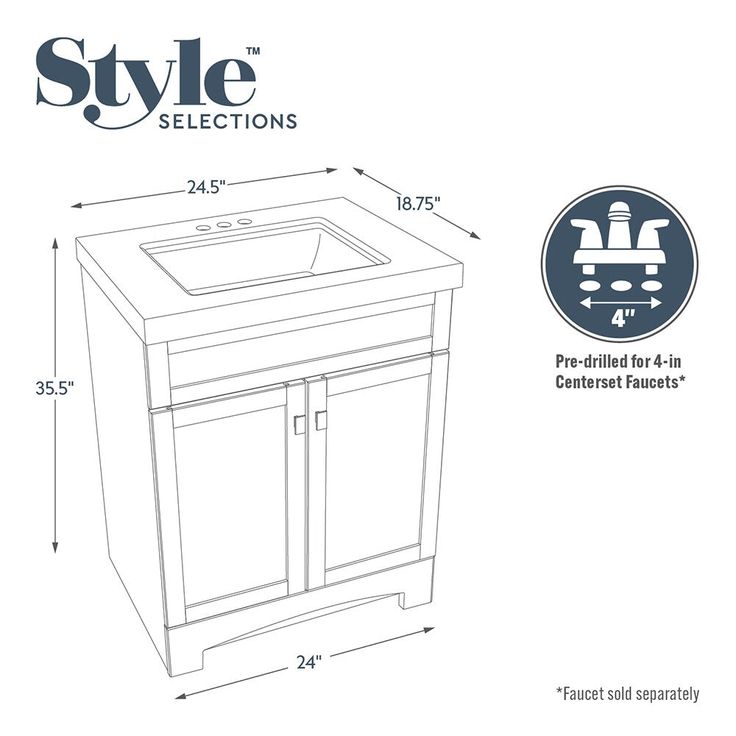 Style Selections Drayden 24-in Heirloom Single Sink Bathroom Vanity with White Cultured Marble Top