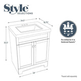 Style Selections Drayden 24-in Heirloom Single Sink Bathroom Vanity with White Cultured Marble Top