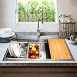 Handcrafted All-in-One Drop-In 32 in. x 22 in. x 9 in. Single Bowl Kitchen Sink in Stainless Steel with Accessories