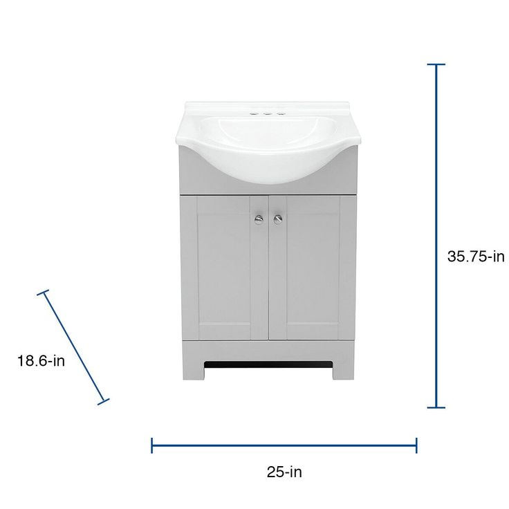 Style Selections Euro 25-in Gray Single Sink Bathroom Vanity with White Cultured Marble Top