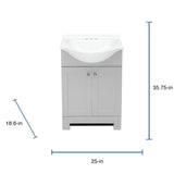 Style Selections Euro 25-in Gray Single Sink Bathroom Vanity with White Cultured Marble Top