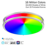 16 in. Voice Controlled Colors Brushed Nickel Smart LED Flush Mount - Super Arbor