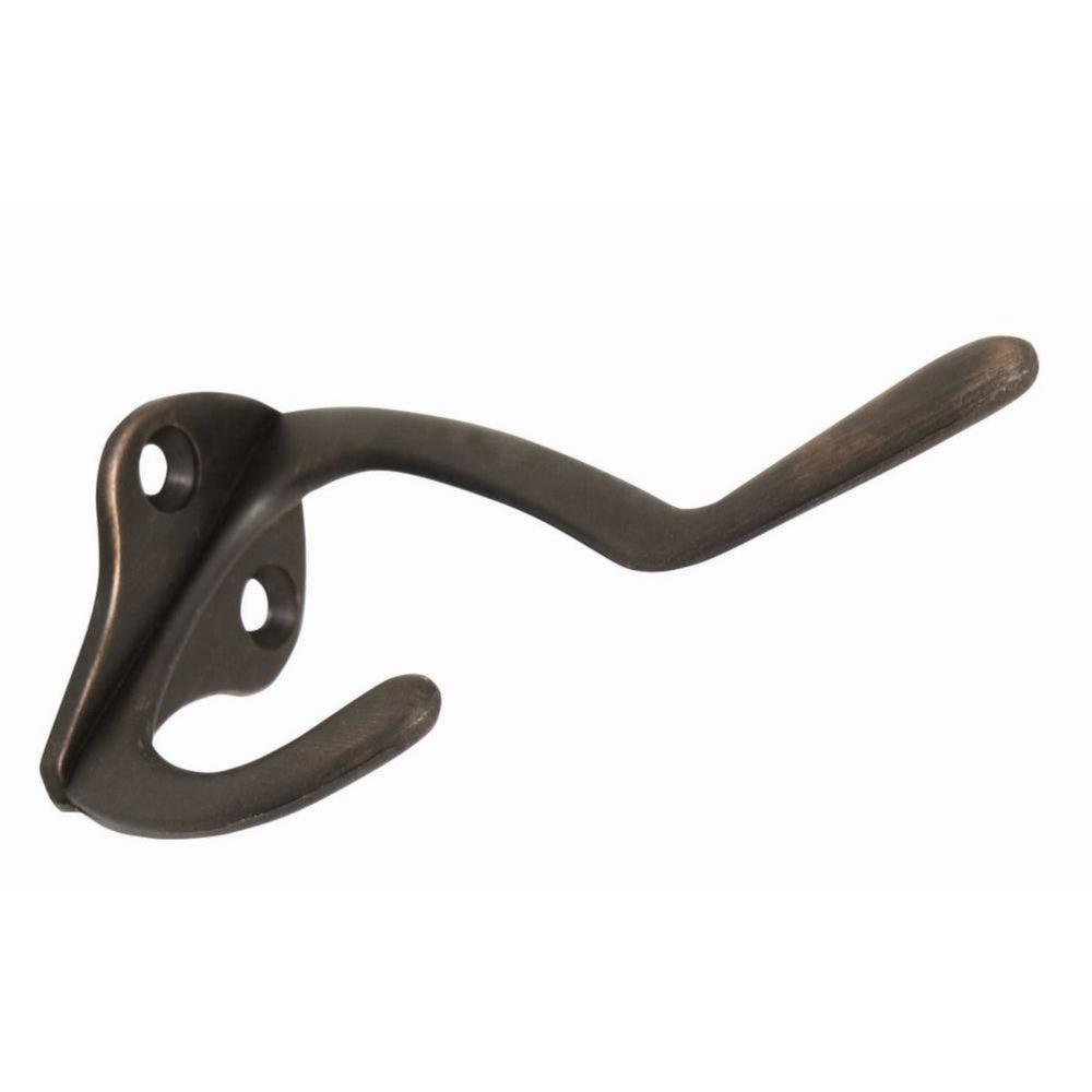 3 in. Oil Rubbed Bronze Double Hat and Coat Hook (5 per Pack) - Super Arbor