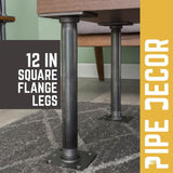 1 in. x 1 ft. L Black Pipe Table Leg Kit with Square Flange (Set of 4)