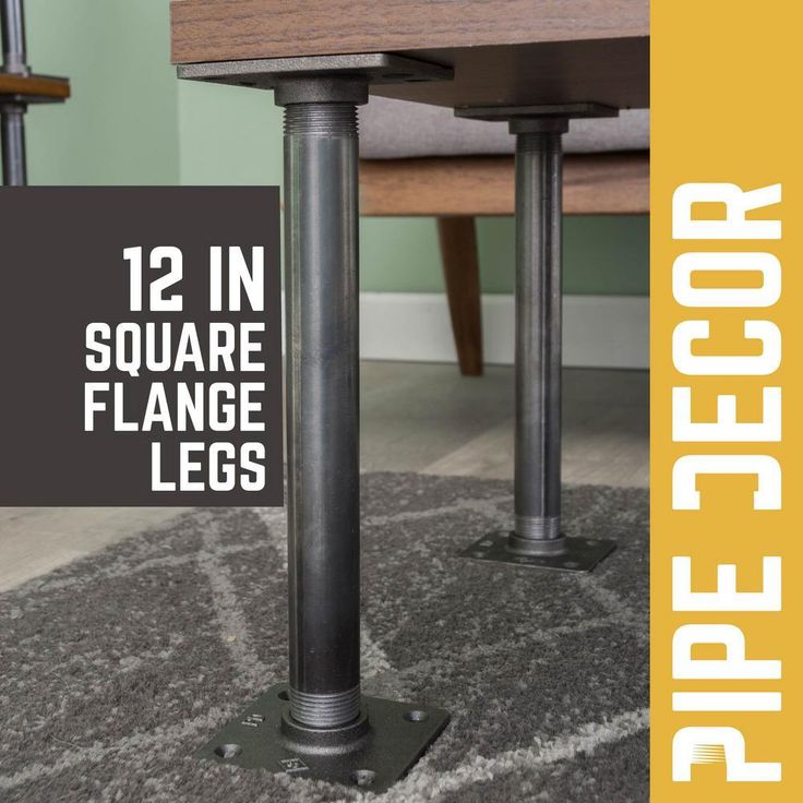 1 in. x 1 ft. L Black Pipe Table Leg Kit with Square Flange (Set of 4)