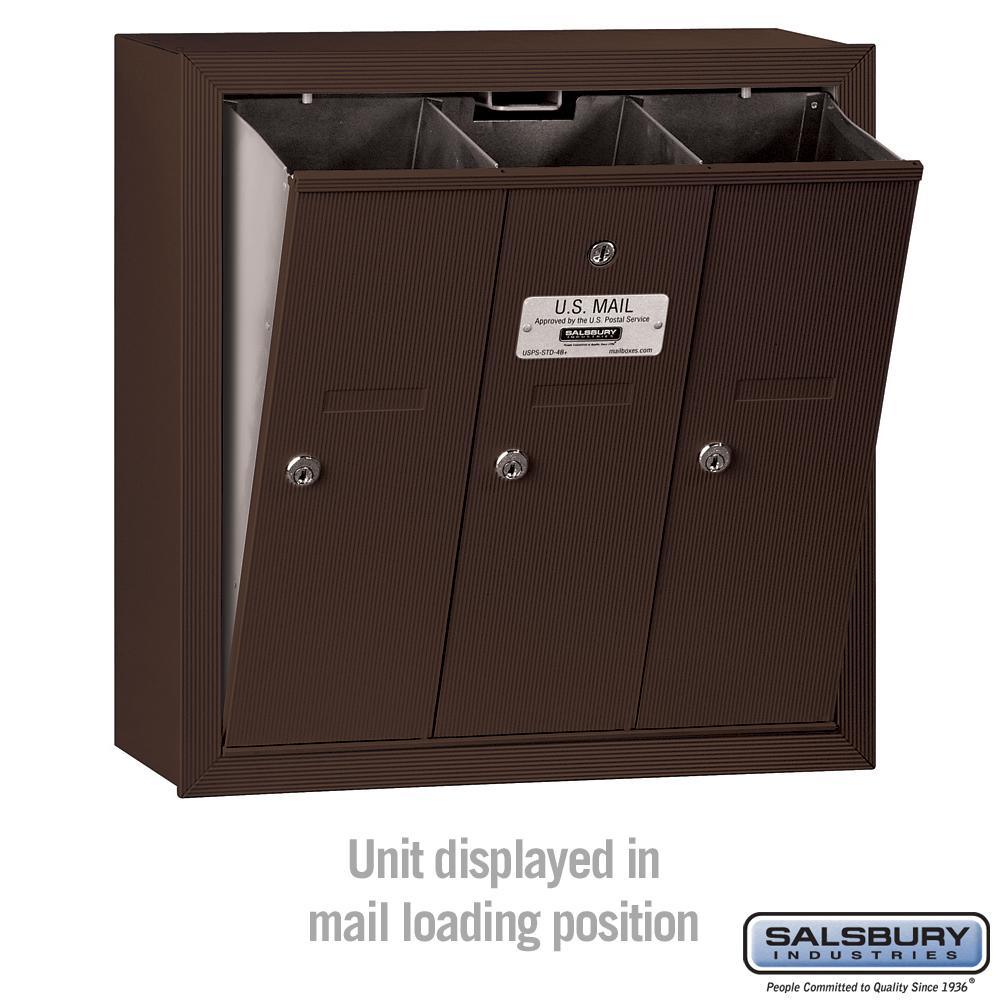 3500 Series Bronze Surface-Mounted Private Vertical Mailbox with 3 Doors - Super Arbor