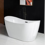 Carver 59 in. Acrylic Freestanding Double Slipper Flat Bottom Soaking Bathtub with Drain and Overflow Included in White - Super Arbor