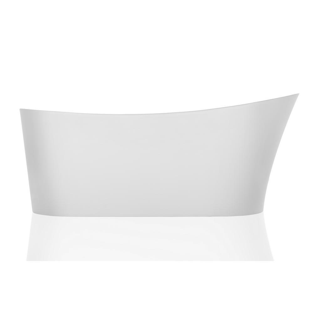 67 in. Acrylic Single Slipper Flatbottom Bathtub Non-Whirlpool Freestanding Soaking Tub in White - Super Arbor