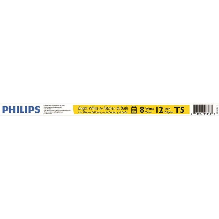 Philips 8-Watt 12 in. Linear T5 Fluorescent Tube Light Bulb Bright White (3000K)