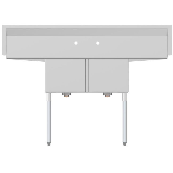 Freestanding Stainless Steel 60 in. 2-Hole Double Bowl Commercial Kitchen Sink