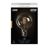 Feit Electric 60-Watt Equivalent G40 Dimmable LED Clear Glass Vintage Edison Light Bulb With Spiral Filament Warm White (2-Pack)