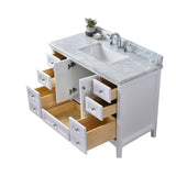 Luz 42 in. Single Bath Vanity in White with Marble Vanity Top in Carrara White with White basin - Super Arbor
