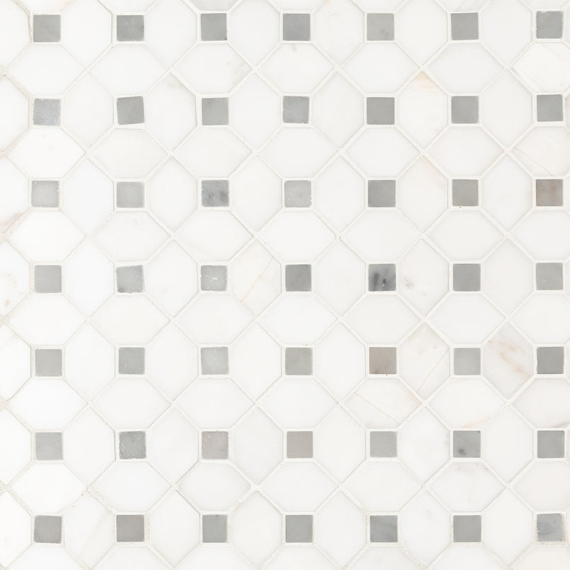 MSI Bianco Dolomite Dotty 12.31 in. x 12.36 in. x 10 mm Polished Marble Mesh-Mounted Mosaic Tile (10.6 sq. ft. per case)