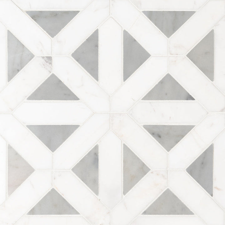 MSI Geometrica 12 in. x 12 in. x 10mm Bianco Dolomite Polished Marble Mesh-Mounted Mosaic Tile (10 sq. ft. / case)