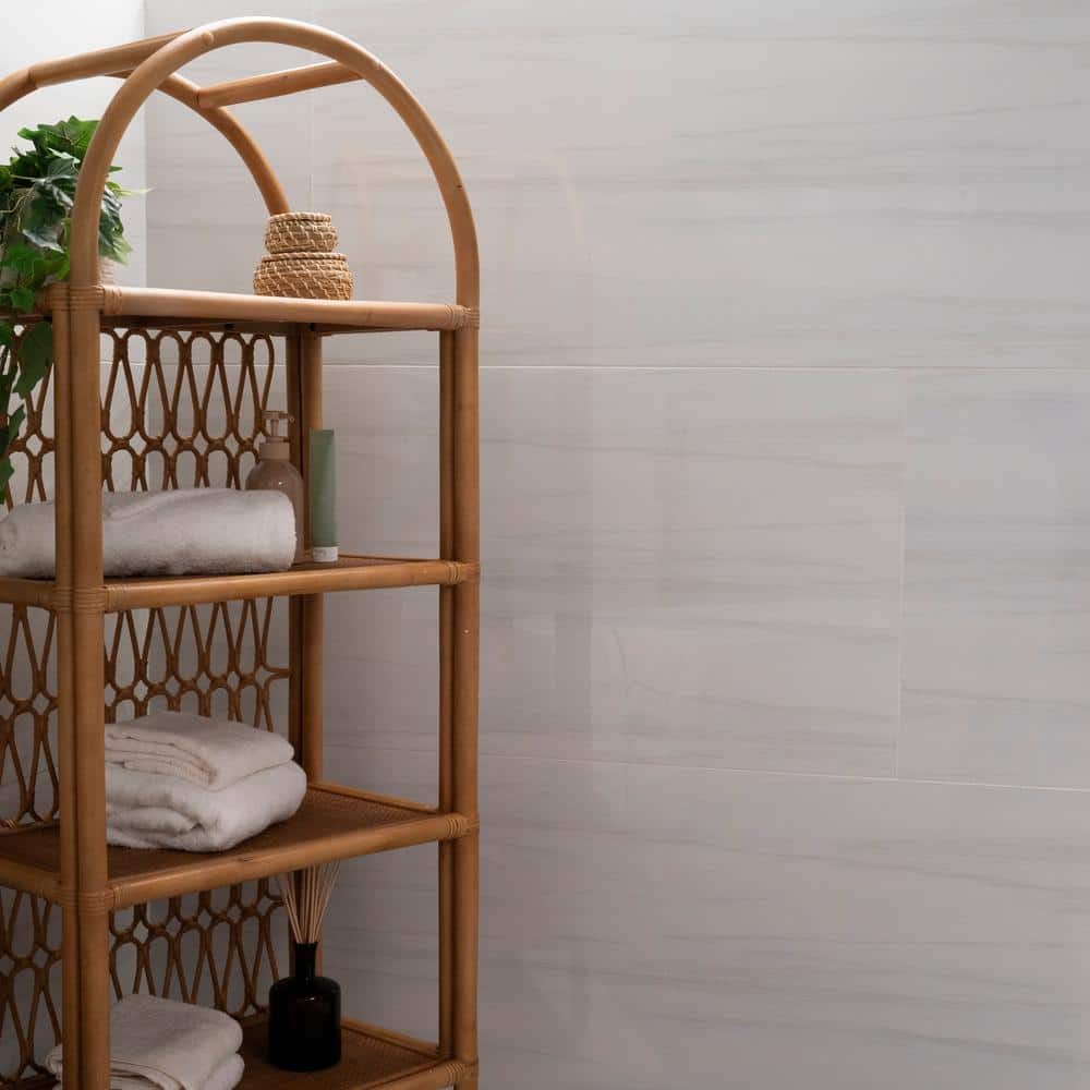 MSI Bianco Dolomite 24 in. x 48 in. Polished Porcelain Stone Look Floor and Wall Tile (16 sq. ft. /Case)