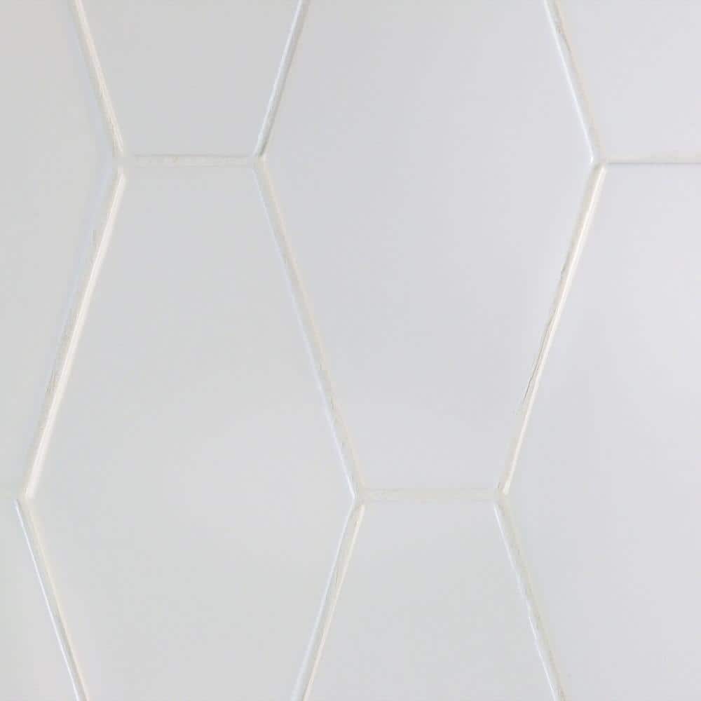 Ivy Hill Tile Birmingham Hexagon Bianco 4 in. x 8 in. 8mm Polished Ceramic Subway Tile (5.38 sq. ft. / box)