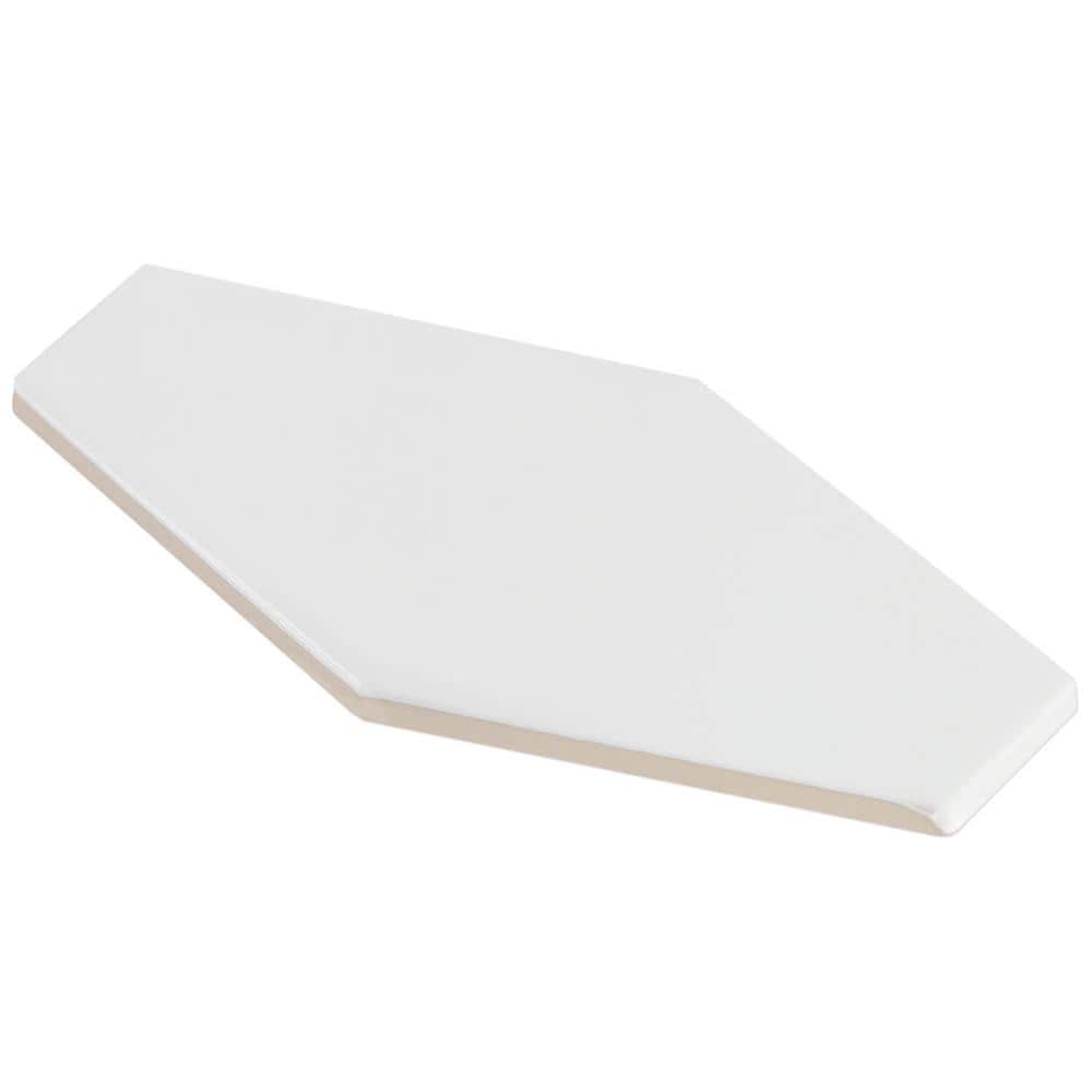 Ivy Hill Tile Birmingham Hexagon Bianco 4 in. x 8 in. 8mm Polished Ceramic Subway Tile (5.38 sq. ft. / box)