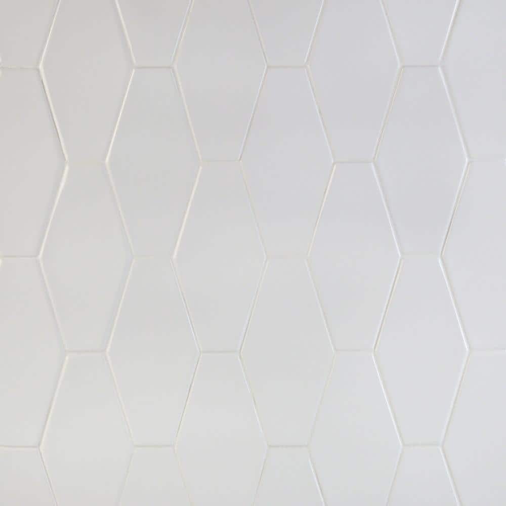 Ivy Hill Tile Birmingham Hexagon Bianco 4 in. x 8 in. 8mm Polished Ceramic Subway Tile (5.38 sq. ft. / box)