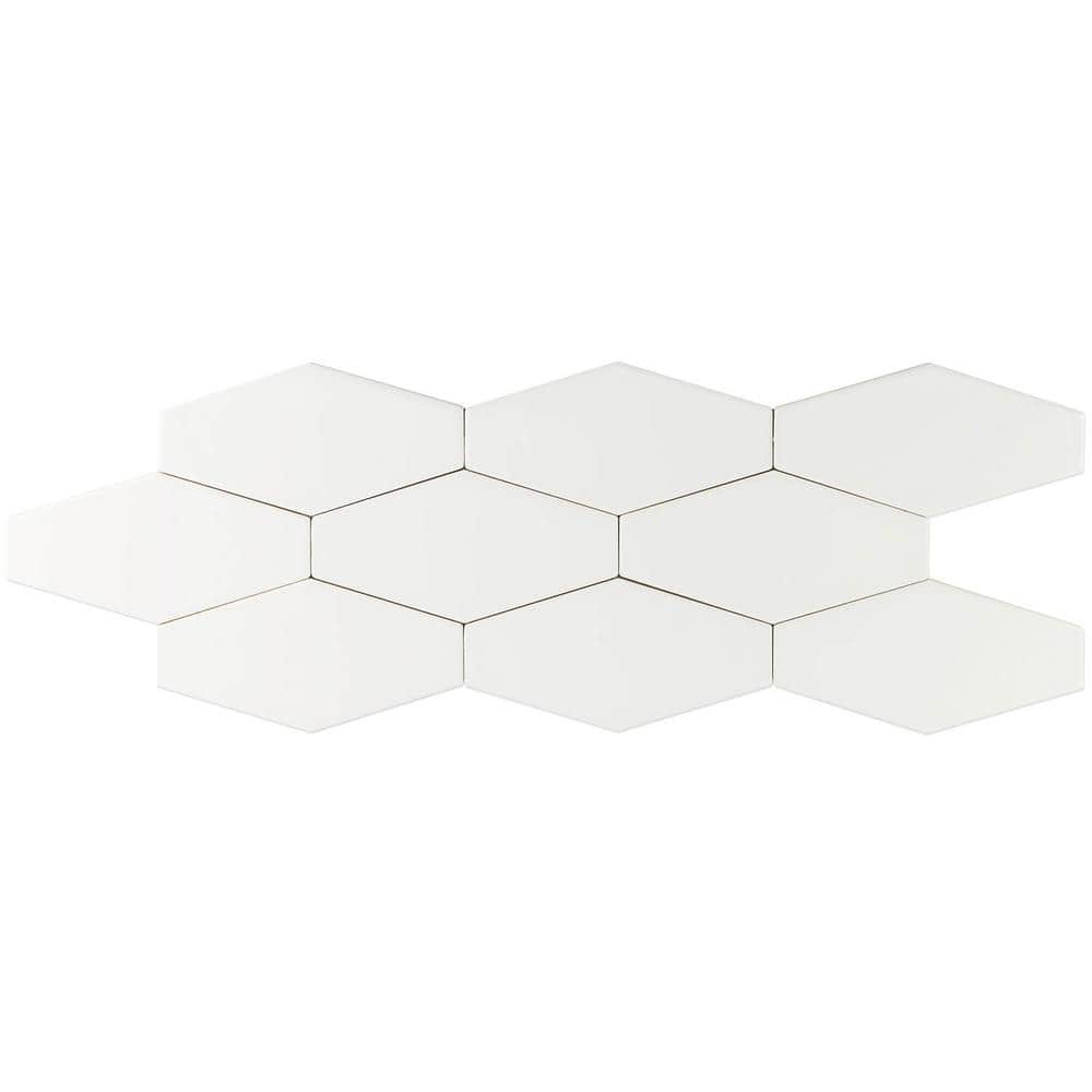 Ivy Hill Tile Birmingham Hexagon Bianco 4 in. x 8 in. 8mm Polished Ceramic Subway Tile (5.38 sq. ft. / box)