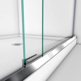 DreamLine Charisma 32 in. x 60 in. x 78.75 in. Semi-Frameless Sliding Shower Door in Brushed Nickel with Right-Drain White Base
